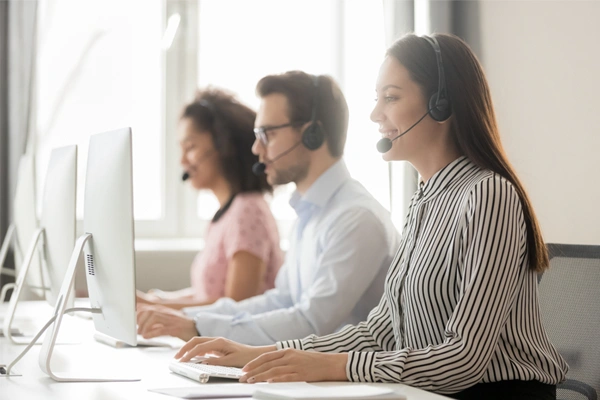 customer support team assisting clients