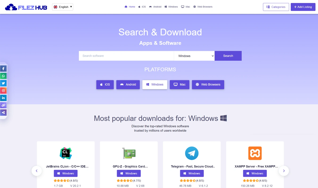 FilezHub homepage